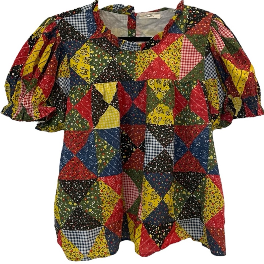 Doen Alida Patchwork Print Blouse - Size XXL